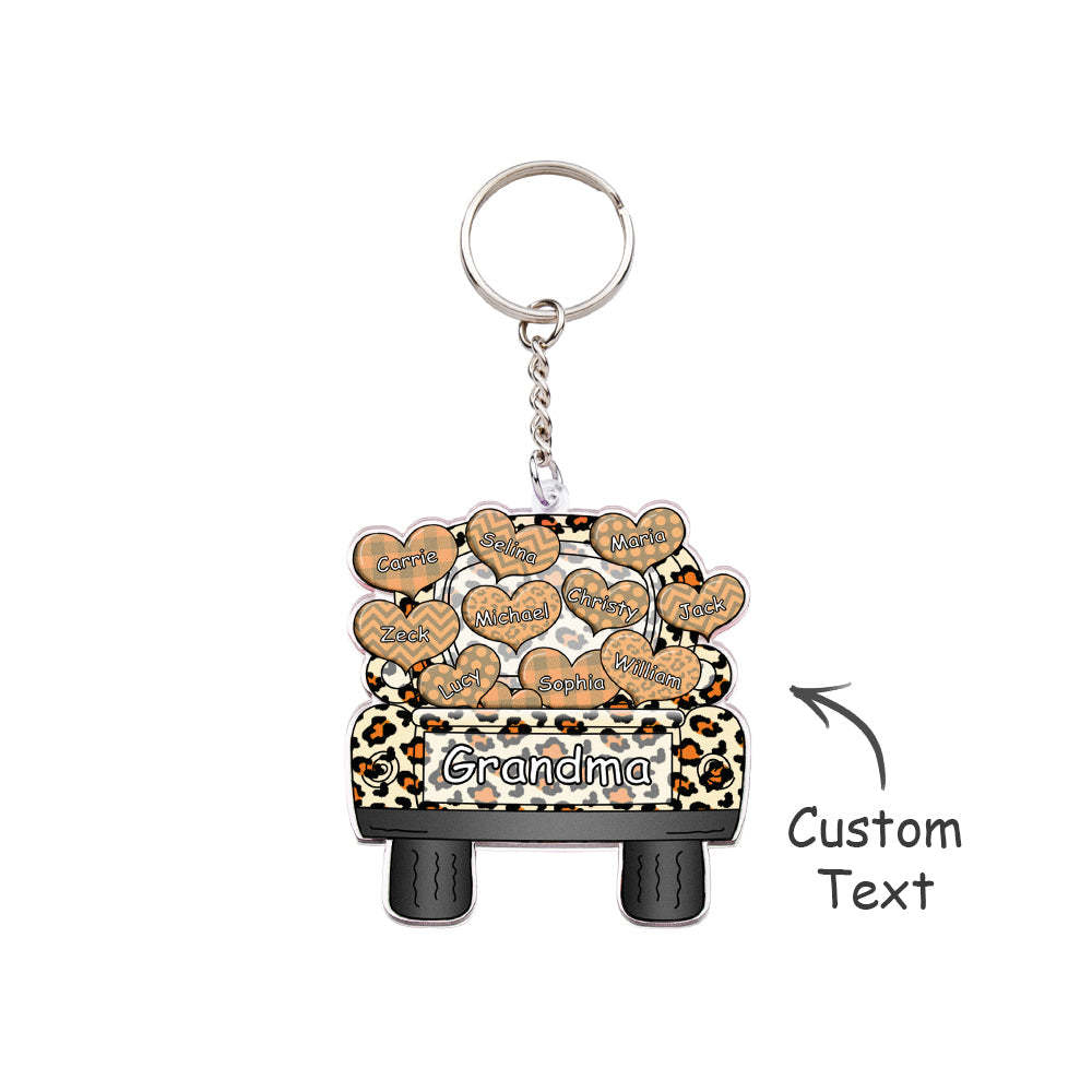 Personalized Nickname Truck Loading Heart Acrylic Keychain Christmas Gift Decor Gift Grandma Nana Papa - Get Photo Blanket