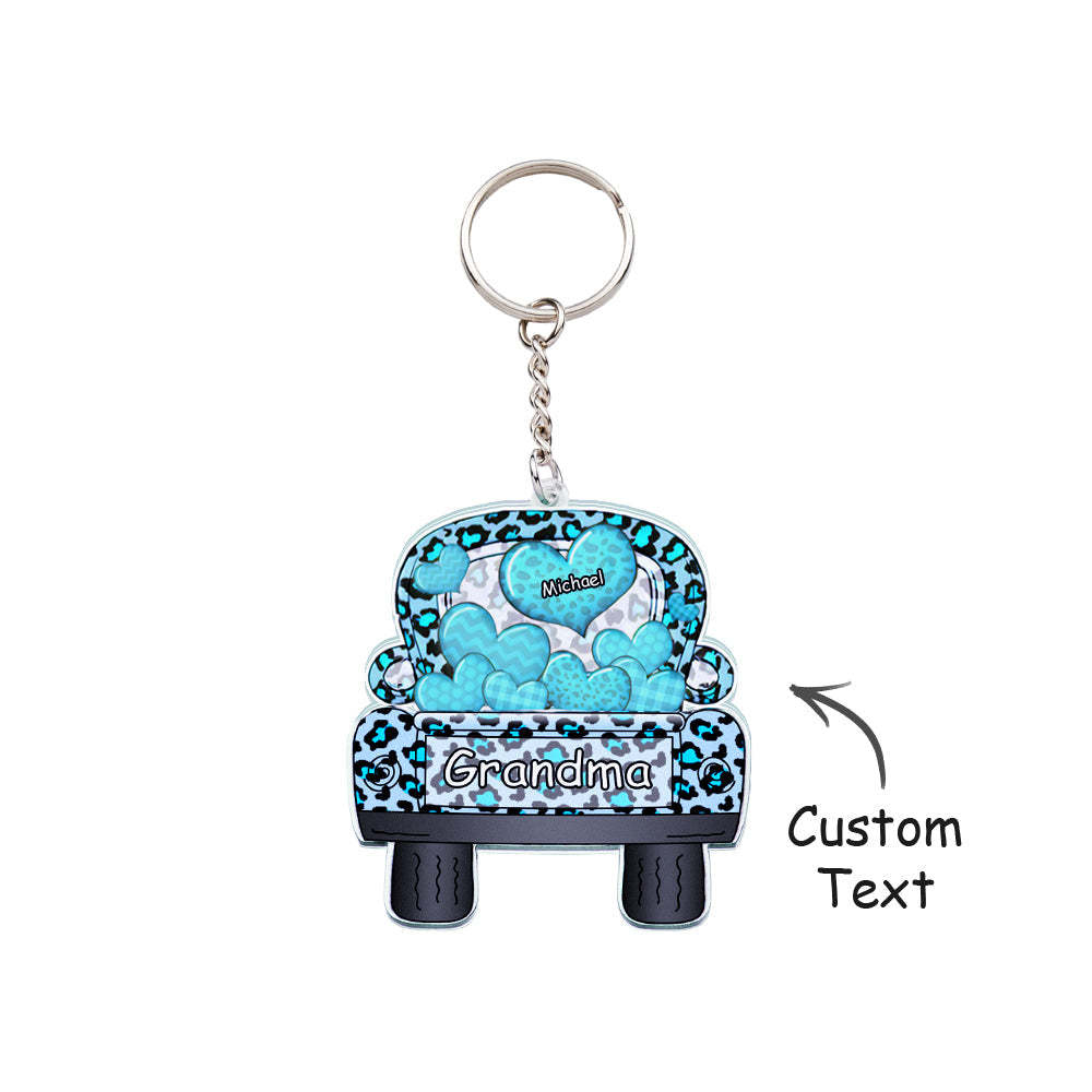 Personalized Nickname Truck Loading Heart Acrylic Keychain Christmas Gift Decor Gift Grandma Nana Papa - Get Photo Blanket