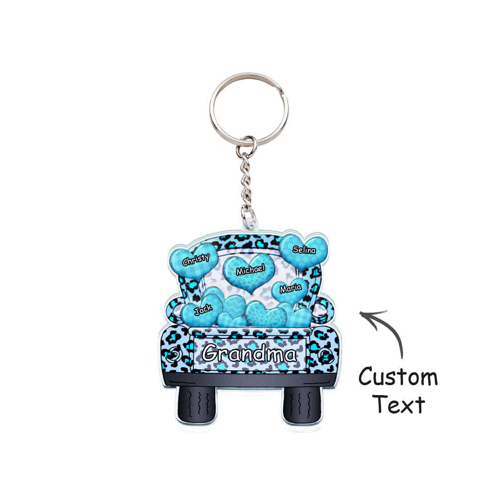 Personalized Nickname Truck Loading Heart Acrylic Keychain Christmas Gift Decor Gift Grandma Nana Papa - Get Photo Blanket