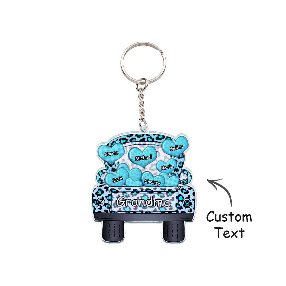 Personalized Nickname Truck Loading Heart Acrylic Keychain Christmas Gift Decor Gift Grandma Nana Papa - Get Photo Blanket