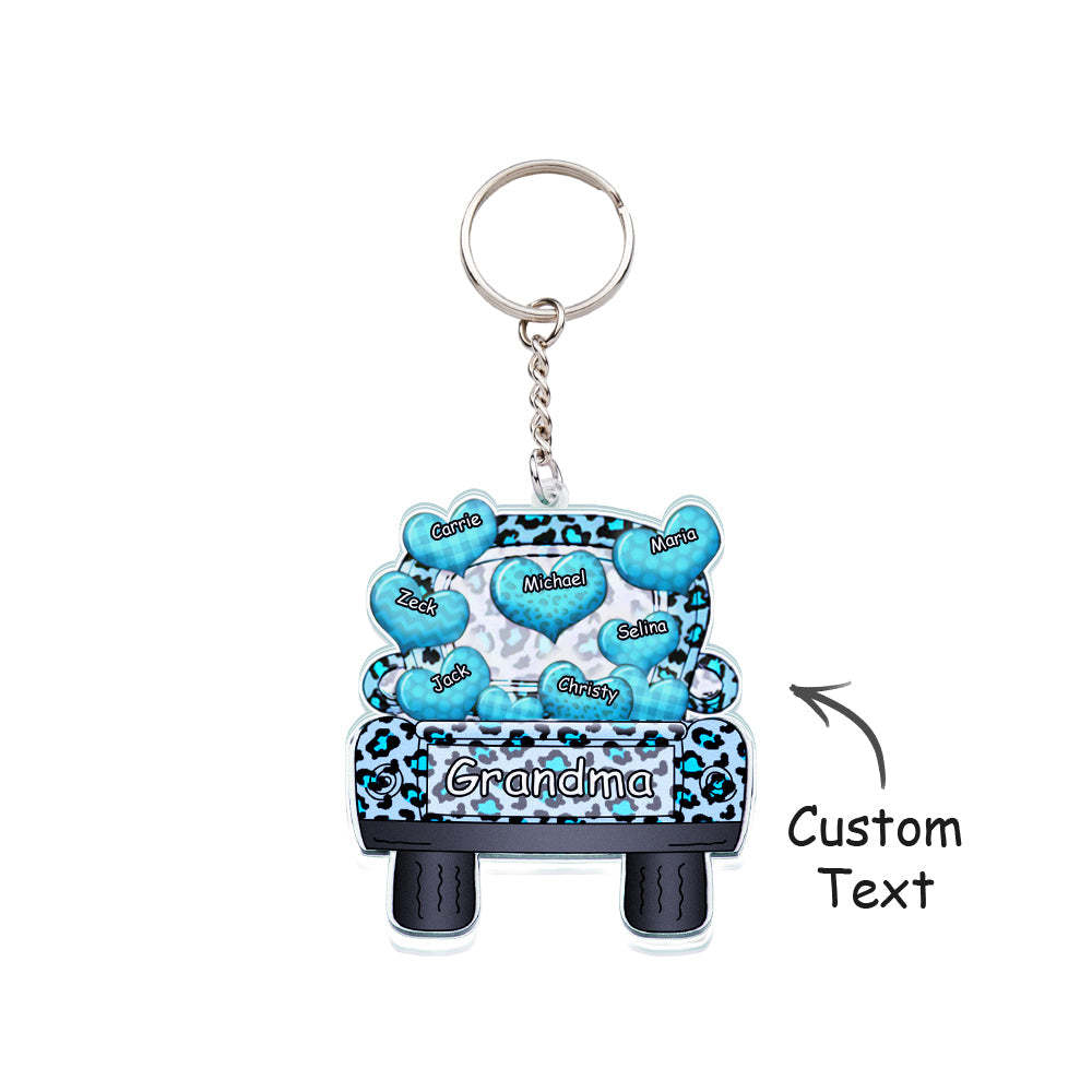 Personalized Nickname Truck Loading Heart Acrylic Keychain Christmas Gift Decor Gift Grandma Nana Papa - Get Photo Blanket