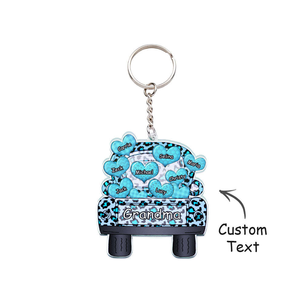 Personalized Nickname Truck Loading Heart Acrylic Keychain Christmas Gift Decor Gift Grandma Nana Papa - Get Photo Blanket