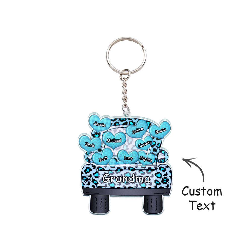 Personalized Nickname Truck Loading Heart Acrylic Keychain Christmas Gift Decor Gift Grandma Nana Papa - Get Photo Blanket