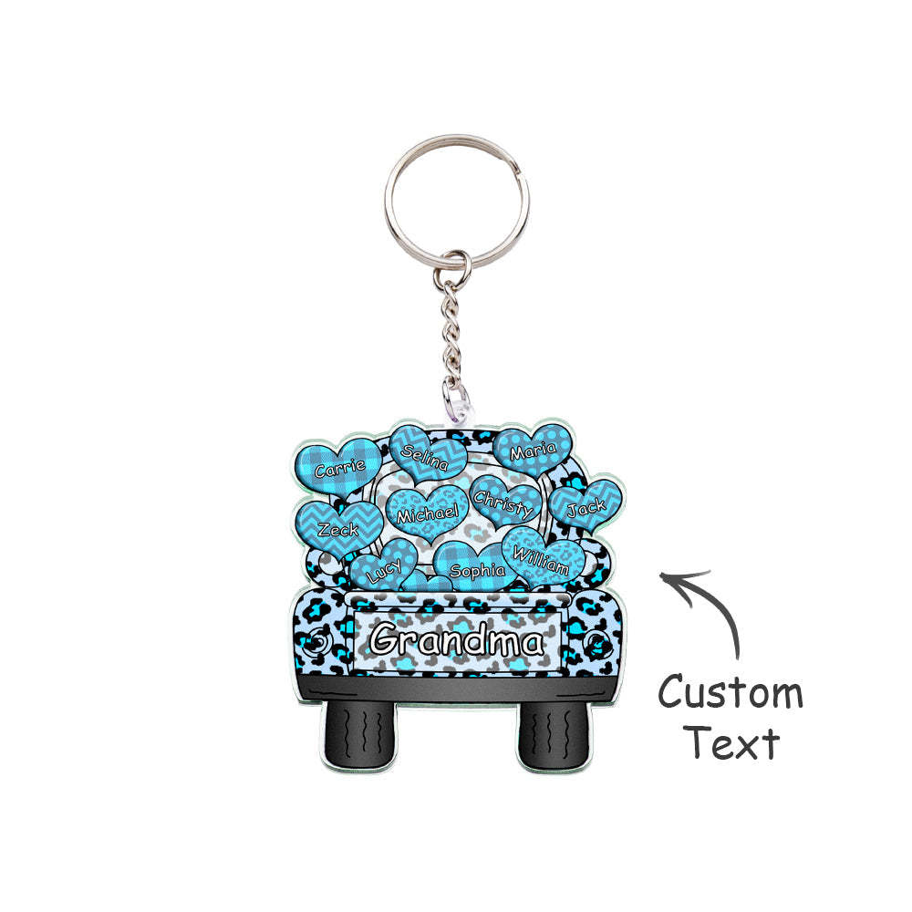 Personalized Nickname Truck Loading Heart Acrylic Keychain Christmas Gift Decor Gift Grandma Nana Papa - Get Photo Blanket