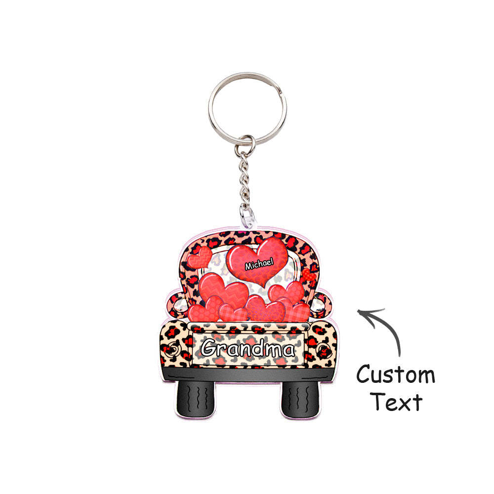 Personalized Nickname Truck Loading Heart Acrylic Keychain Christmas Gift Decor Gift Grandma Nana Papa - Get Photo Blanket