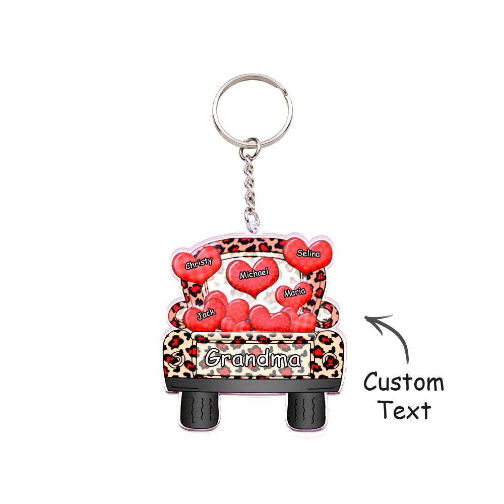 Personalized Nickname Truck Loading Heart Acrylic Keychain Christmas Gift Decor Gift Grandma Nana Papa - Get Photo Blanket