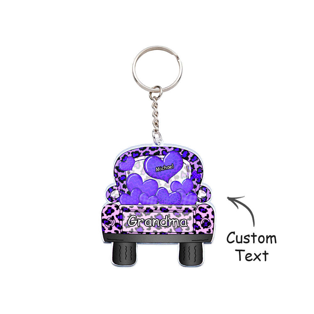 Personalized Nickname Truck Loading Heart Acrylic Keychain Christmas Gift Decor Gift Grandma Nana Papa - Get Photo Blanket