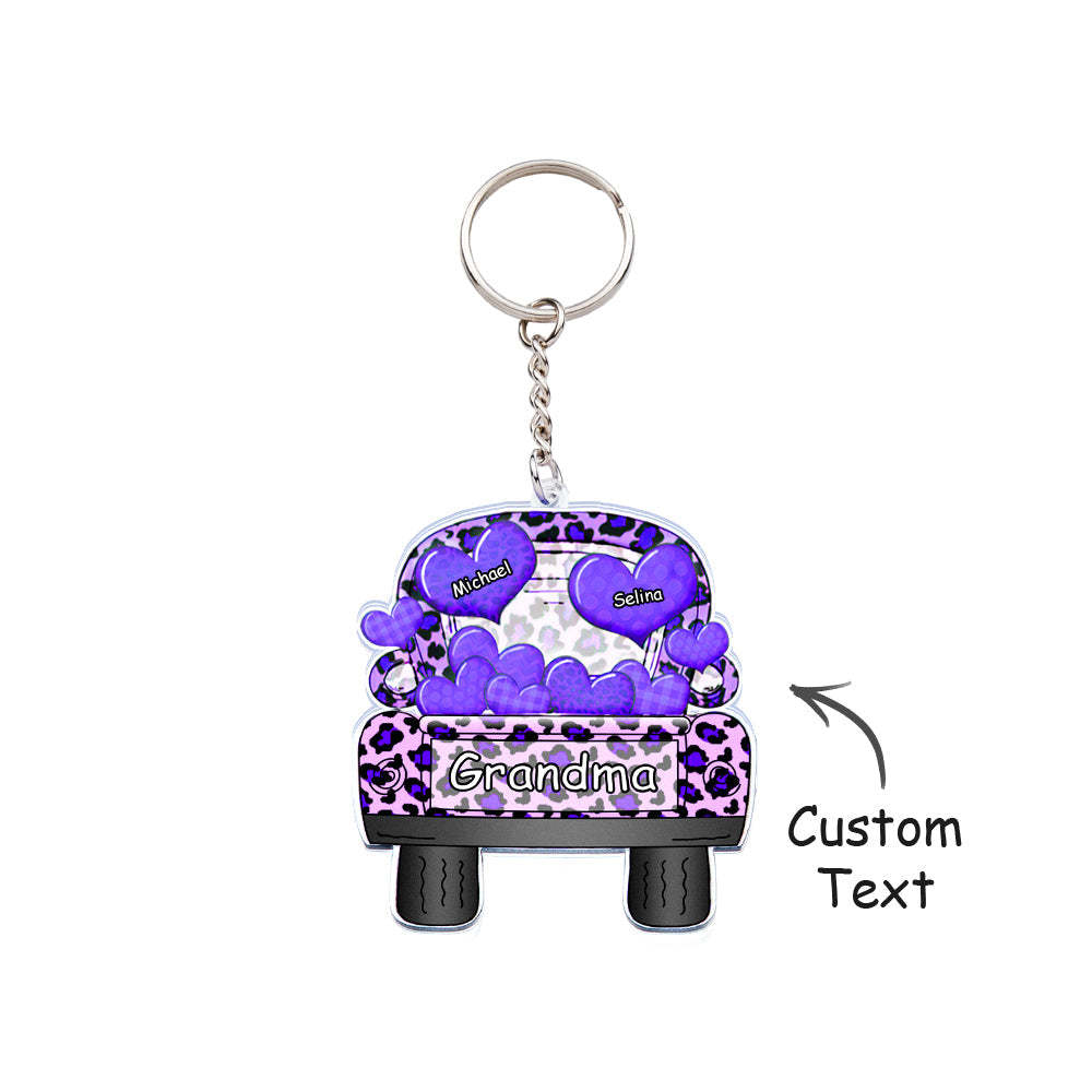 Personalized Nickname Truck Loading Heart Acrylic Keychain Christmas Gift Decor Gift Grandma Nana Papa - Get Photo Blanket