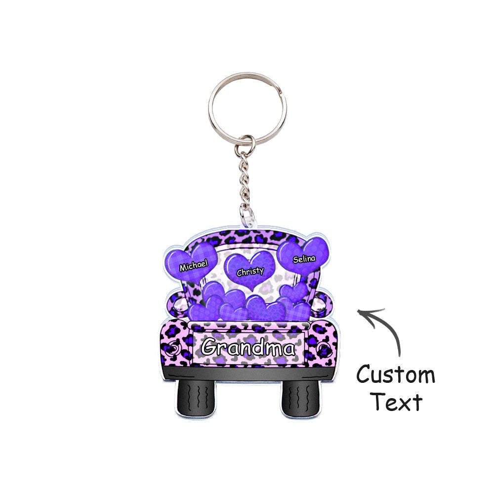 Personalized Nickname Truck Loading Heart Acrylic Keychain Christmas Gift Decor Gift Grandma Nana Papa - Get Photo Blanket