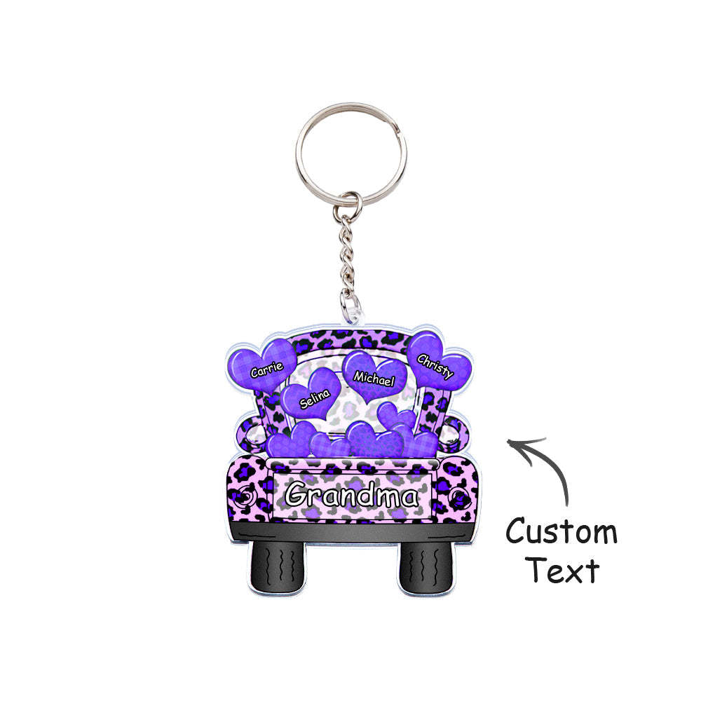 Personalized Nickname Truck Loading Heart Acrylic Keychain Christmas Gift Decor Gift Grandma Nana Papa - Get Photo Blanket