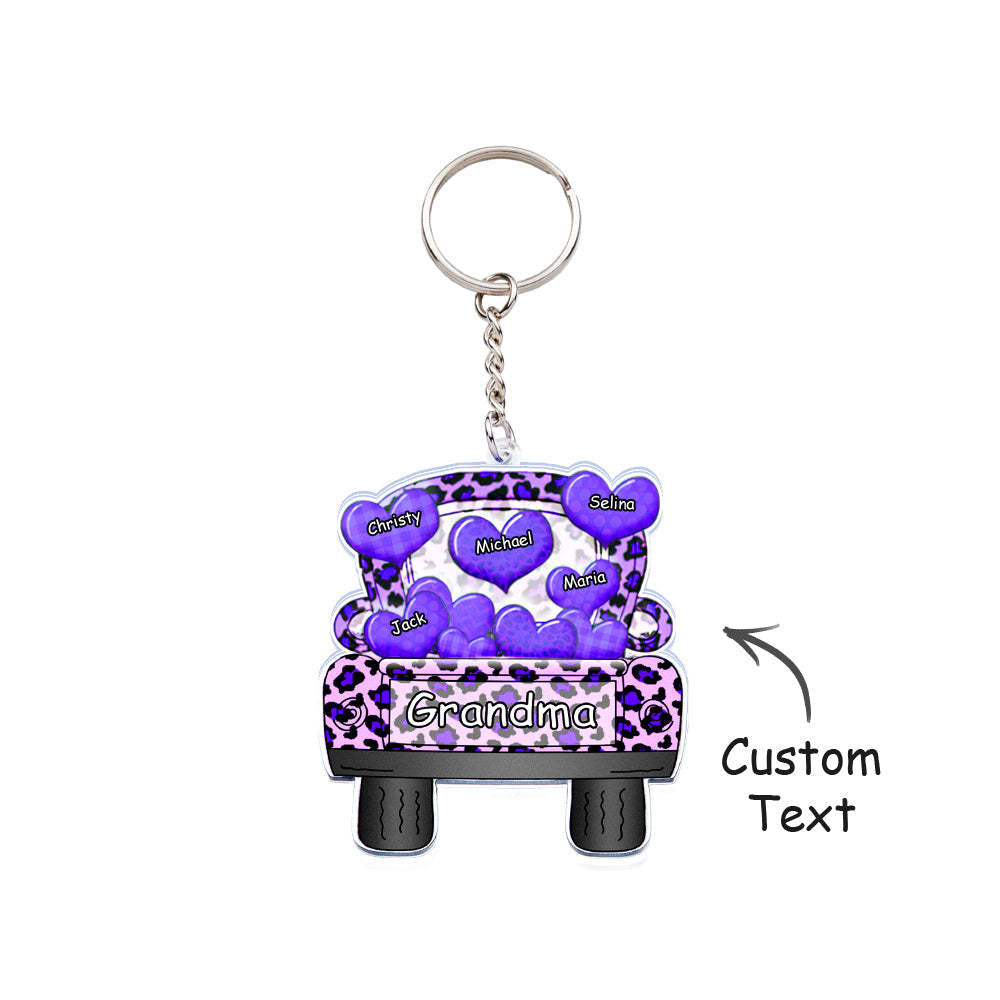 Personalized Nickname Truck Loading Heart Acrylic Keychain Christmas Gift Decor Gift Grandma Nana Papa - Get Photo Blanket