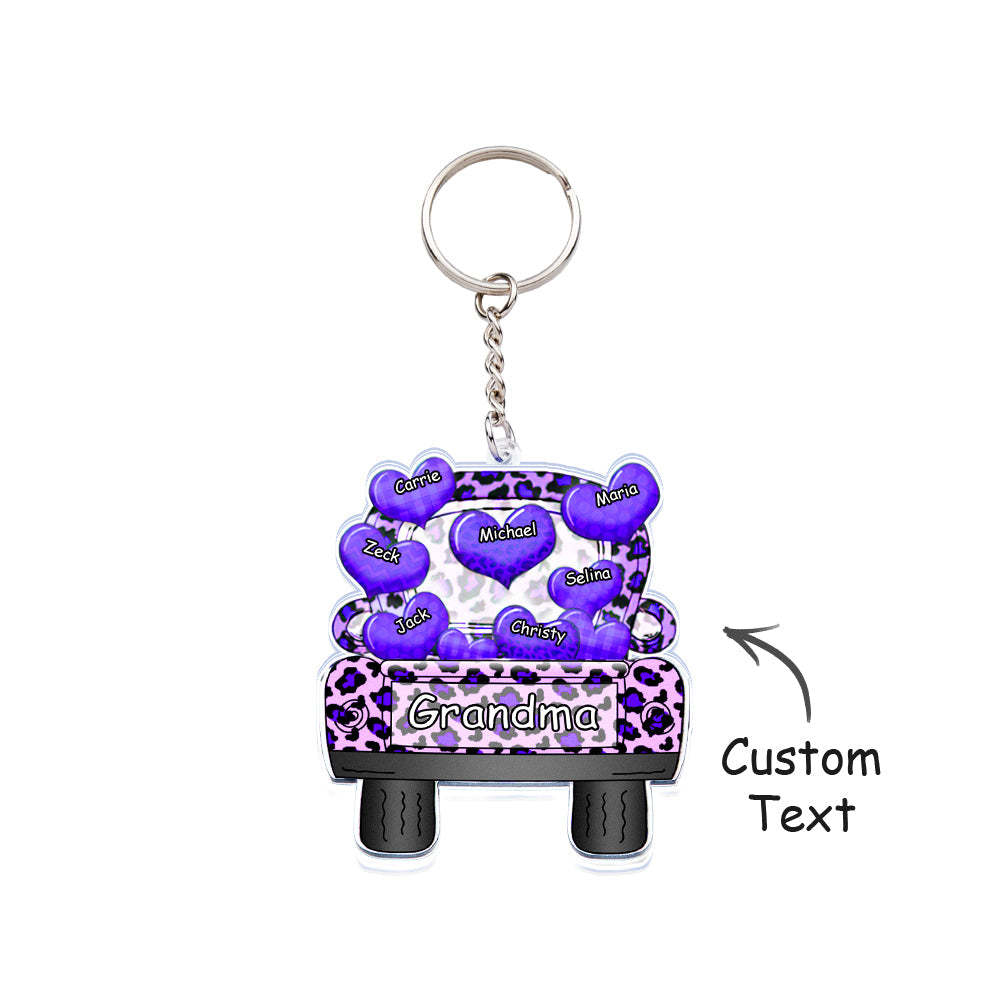 Personalized Nickname Truck Loading Heart Acrylic Keychain Christmas Gift Decor Gift Grandma Nana Papa - Get Photo Blanket