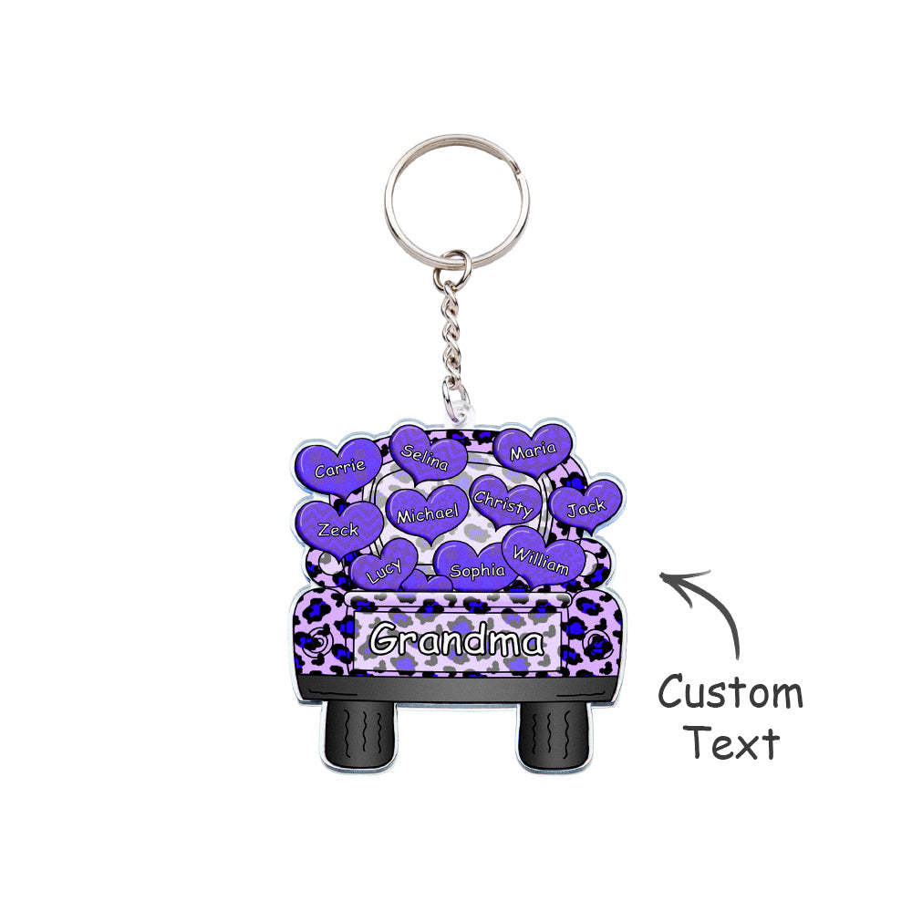Personalized Nickname Truck Loading Heart Acrylic Keychain Christmas Gift Decor Gift Grandma Nana Papa - Get Photo Blanket