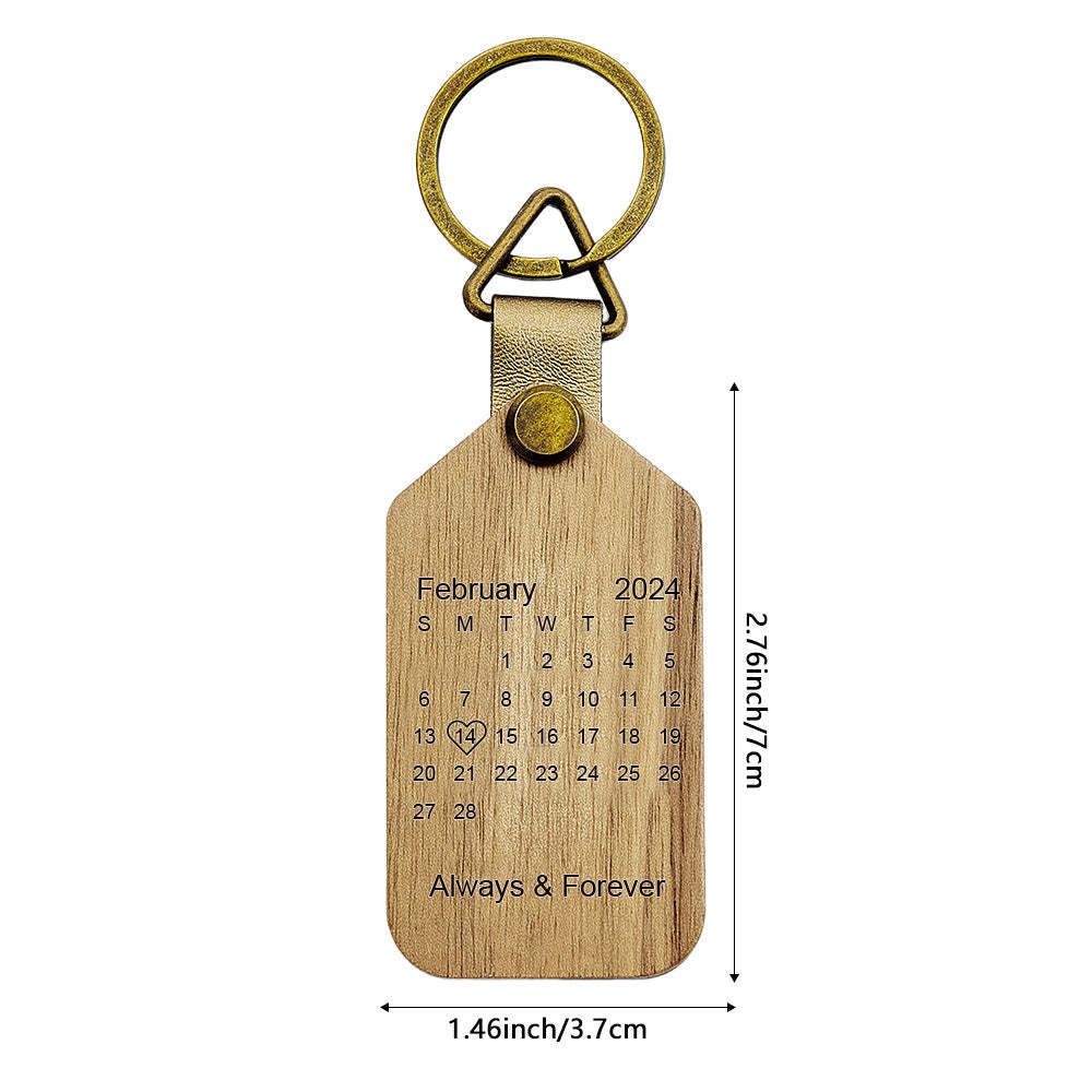 Personalized Calendar Photo Keychain Magnetic Engraved Keychain Valentine's Day Gifts for Him - Get Photo Blanket
