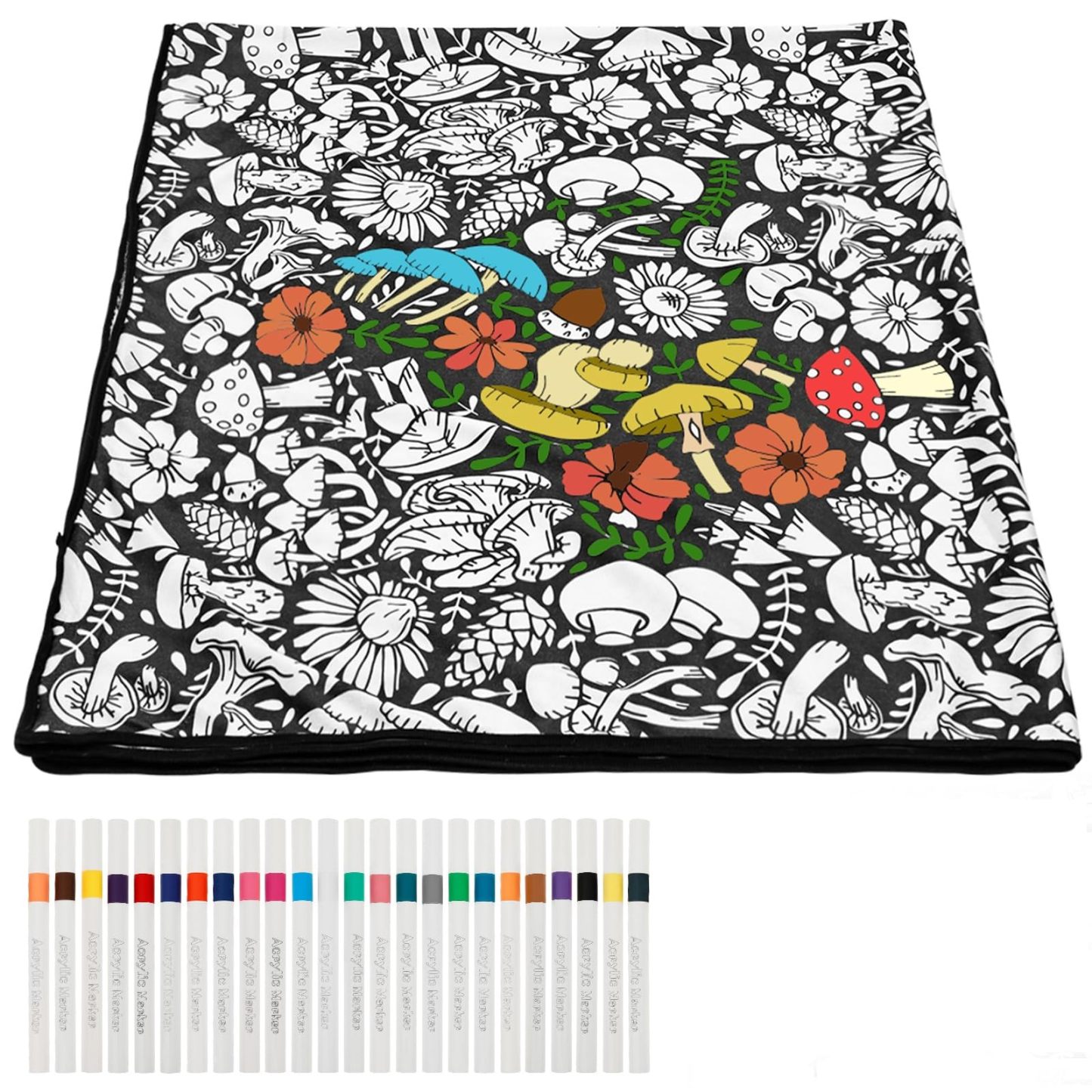 DIY Coloring Blanket with Markers, Color Your Own Blankets, Customizable Washable Diys Colorings Blanket Kits, You Can Color Fuzzy Velvet, Creative Diys Colorings Blankets for Adults