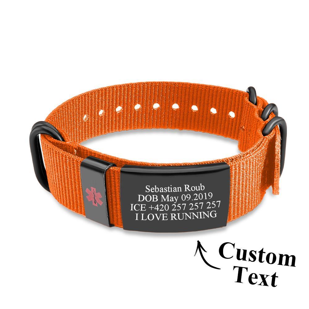 Personalized Medical Alert Bracelet Emergency Medical ID Nylon Wristband Bracelet For Men Women - Get Photo Blanket