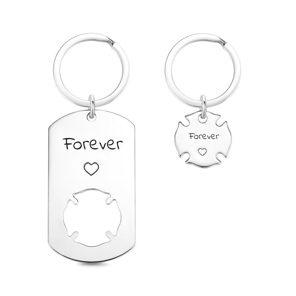 Custom Engraved Couple Keychain Set - Clover Dog Tag