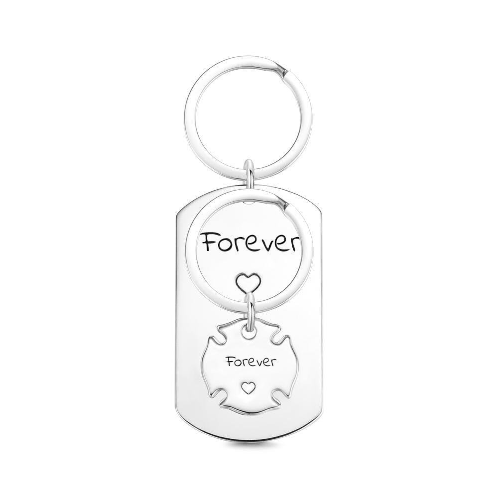 Custom Engraved Couple Keychain Set - Clover Dog Tag