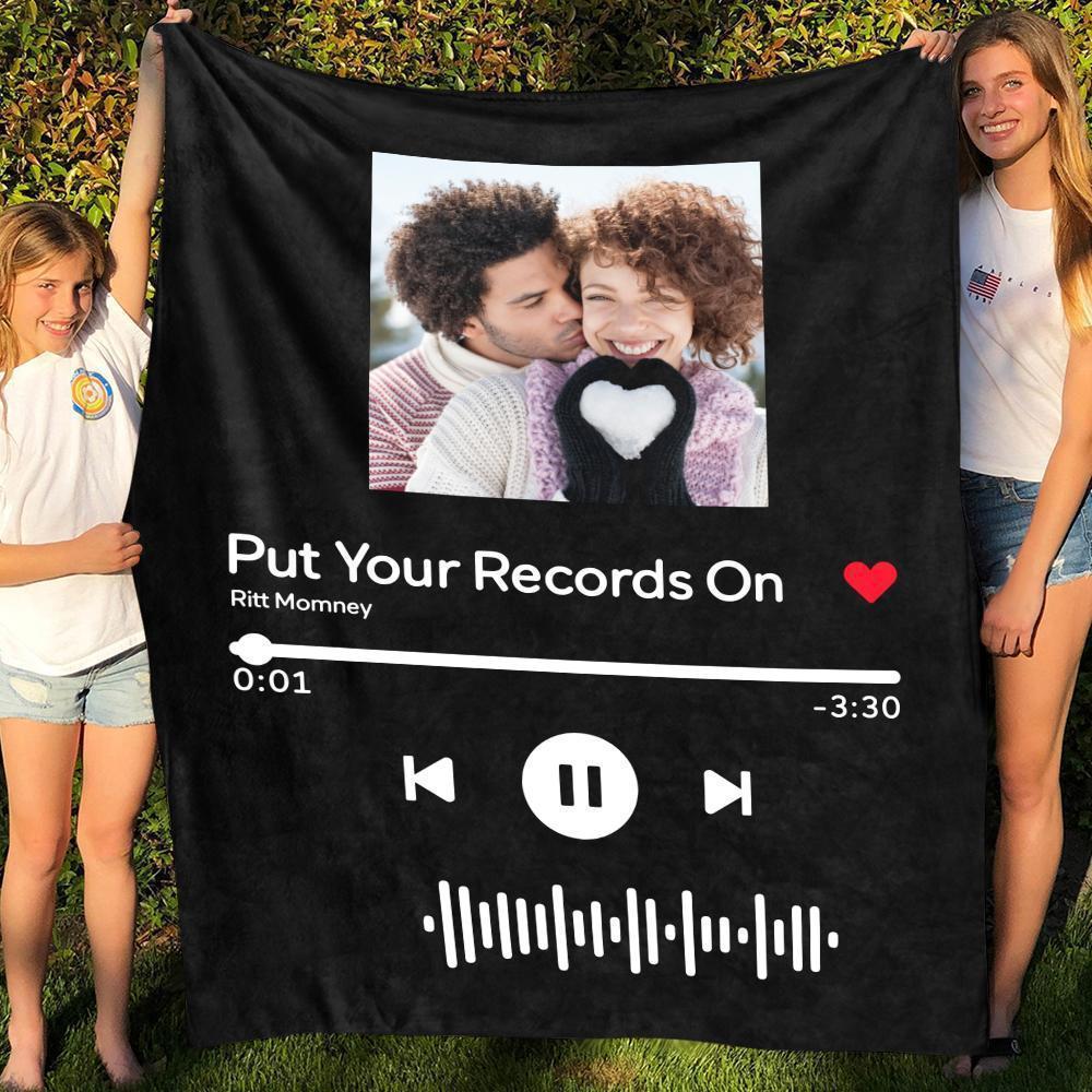 Custom Music Art Gifts Custom Music Blanket Personalized Photo Blanket Unique Gift for Her