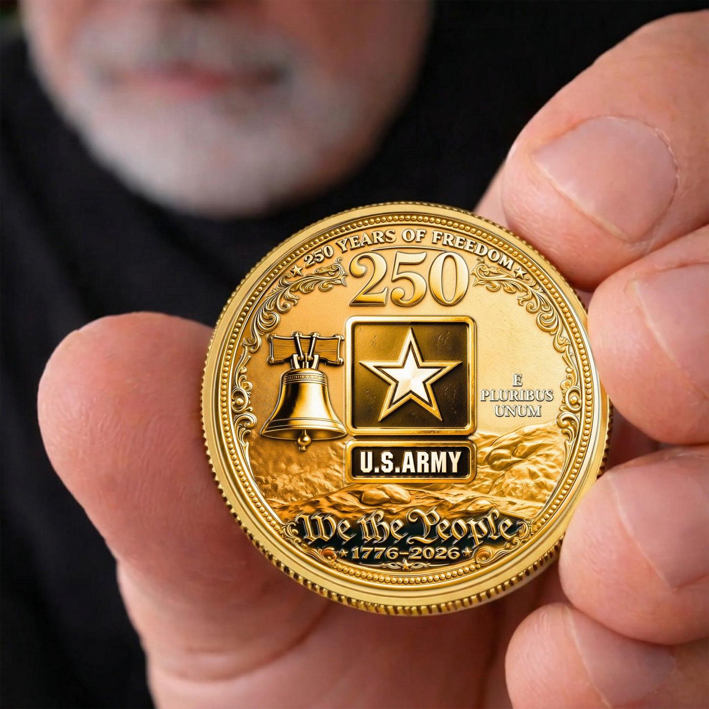 Personalized Coin US Veteran 250 Years of Freedom Custom Photo Semiquincentennial Challenge Coin Military Patriotic Gift For Veteran Dad Hubby