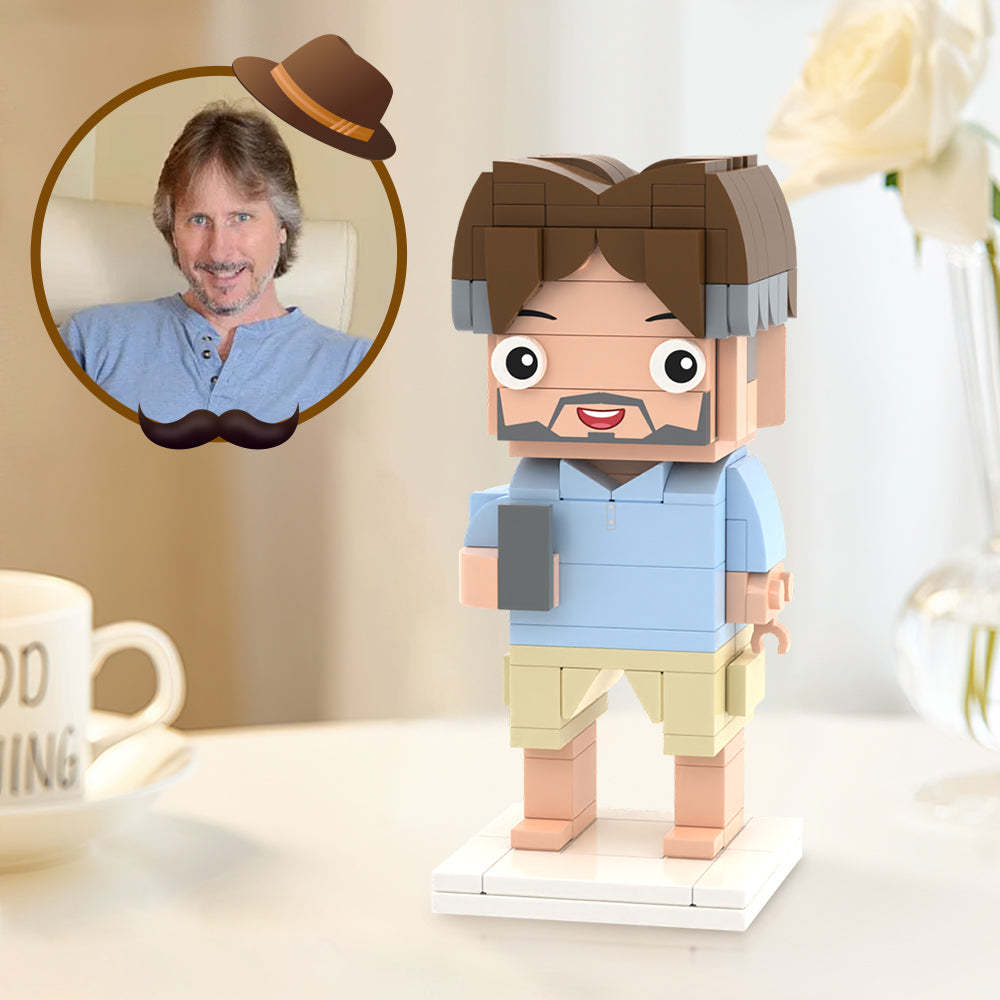 Father's Day Gifts Full Custom 1 Person Brick Figure Custom Brick Figures Small Particle Block Toy - Get Photo Blanket