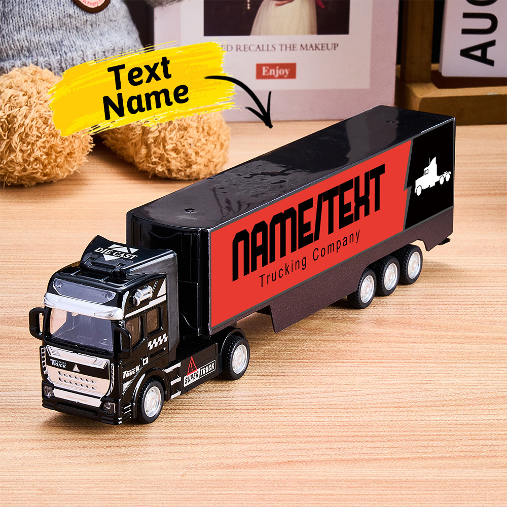 Pull Back & Rear Door Can Be Opened Personalized toy truck, Customized With Name on The Side of The Truck - Get Photo Blanket