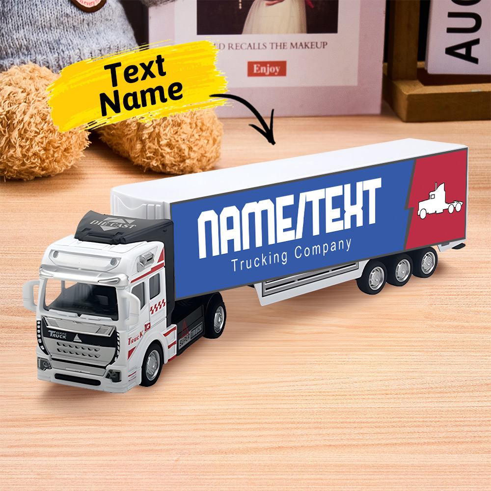 Pull Back & Rear Door Can Be Opened Personalized toy truck, Customized With Name on The Side of The Truck - Get Photo Blanket