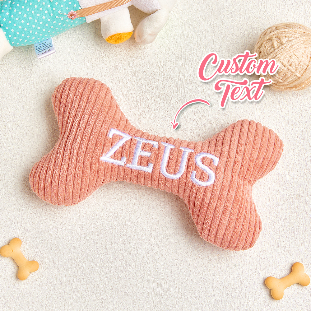 Personalized Dog Bone Toy: Embroidered Wool Blend Puppy Gift - Get Photo Blanket