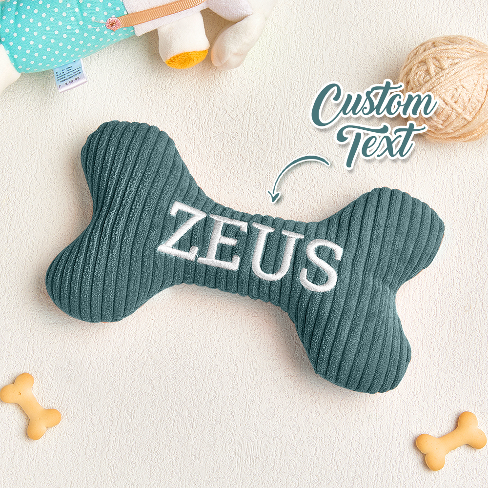 Personalized Dog Bone Toy: Embroidered Wool Blend Puppy Gift - Get Photo Blanket