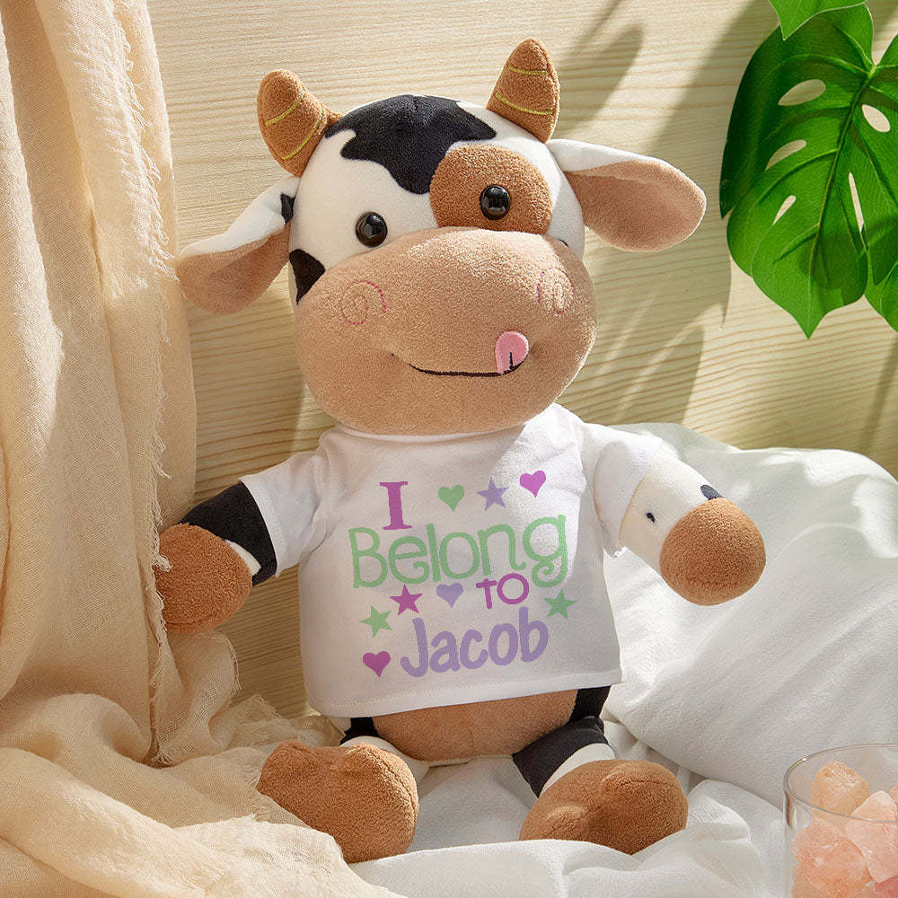 Personalized Cow Plush Stuffed Toy Gift for Baby Shower - Get Photo Blanket