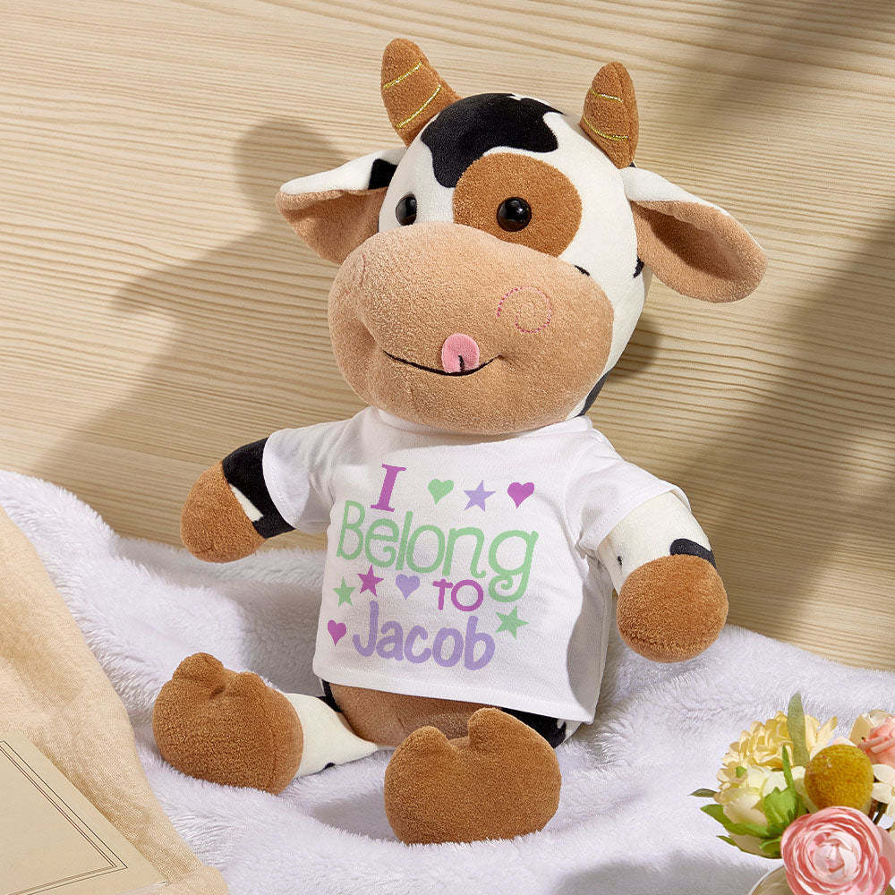 Personalized Cow Plush Stuffed Toy Gift for Baby Shower - Get Photo Blanket