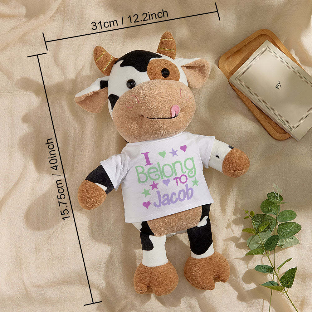 Personalized Cow Plush Stuffed Toy Gift for Baby Shower - Get Photo Blanket