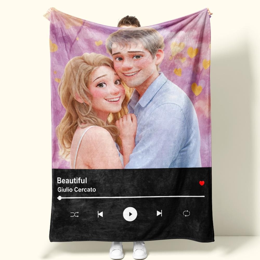 Custom Love Song Blanket - Unique Couple Gift with Your Own Music - Get Photo Blanket