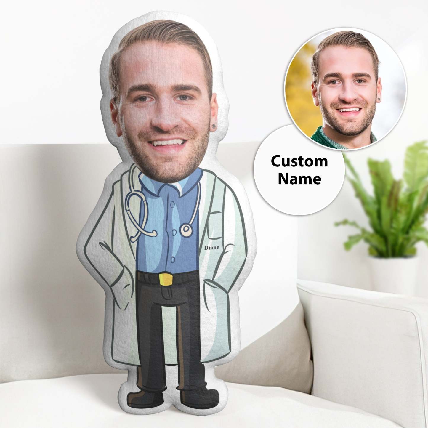 Personalized Face Pillow Doll Doctor Fun Gift Personalized Name Pillow Body Pillow