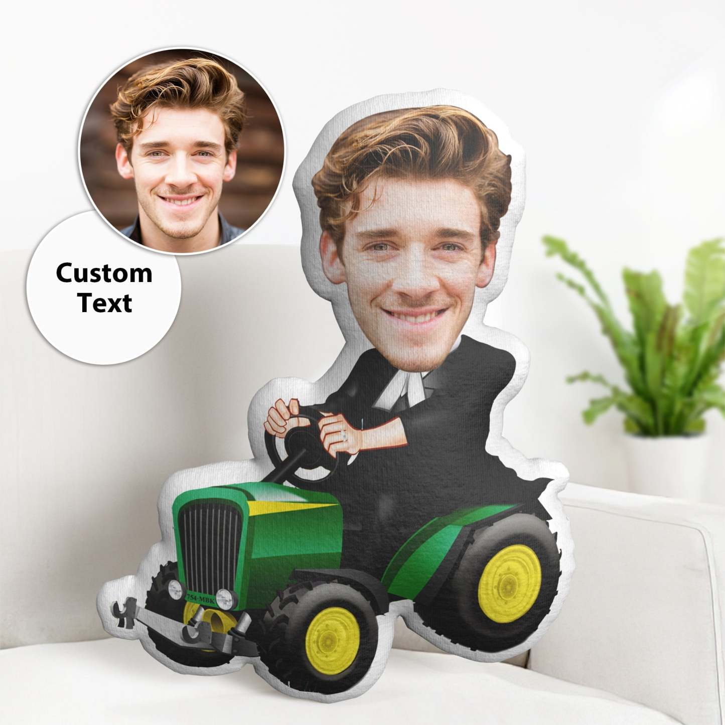 Personalized Face Dolls Photo Custom Farmer Driving A Big Agricultural Vehicles Toys