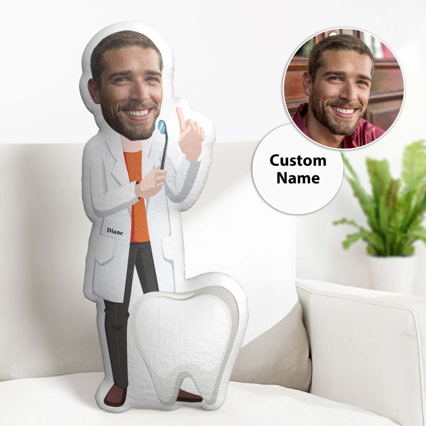 Custom Pillow Face Body Pillow Personalized Male Dentist Pillow Gift