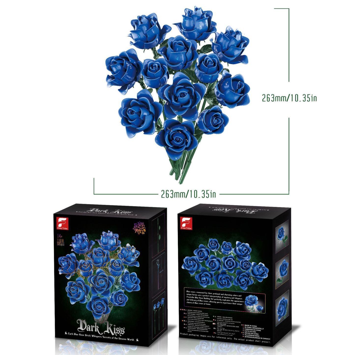 Black Rose Bouquet Building Blocks, Blue Enchantress Eternal Flower Toy Christmas Gift - Get Photo Blanket
