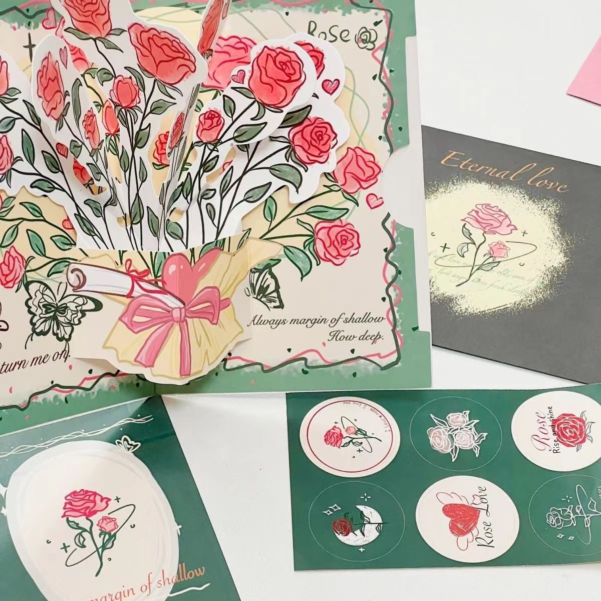 3D Rose Greeting Card Creative Card