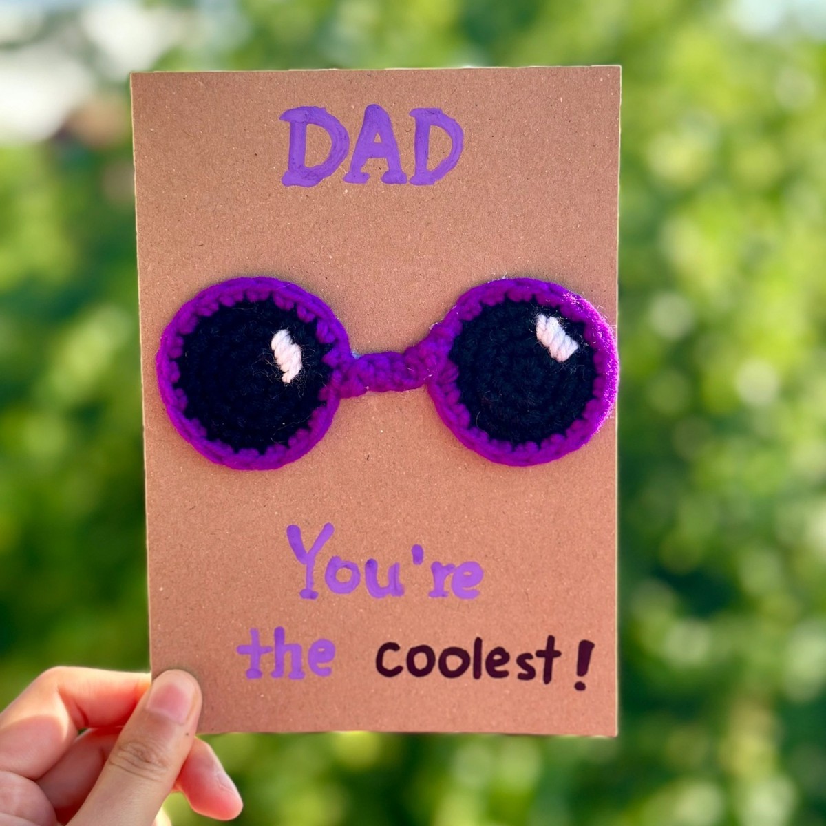 DAD You're the coolest! Greeting Card Handmade Crochet Greeting Card 3D Knitted Card - Get Photo Blanket