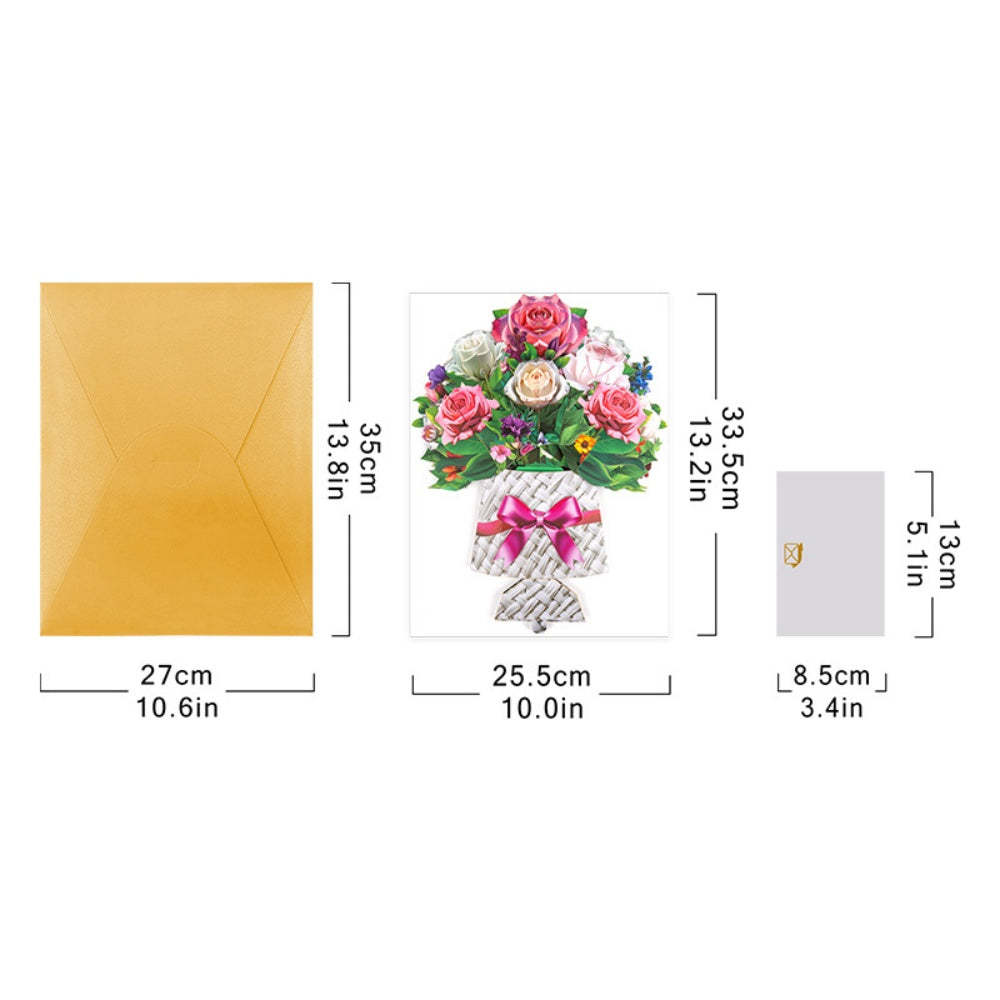 3D Greeting Card Flower Bouquet Card Mother's Day Gifts for Mum - Get Photo Blanket