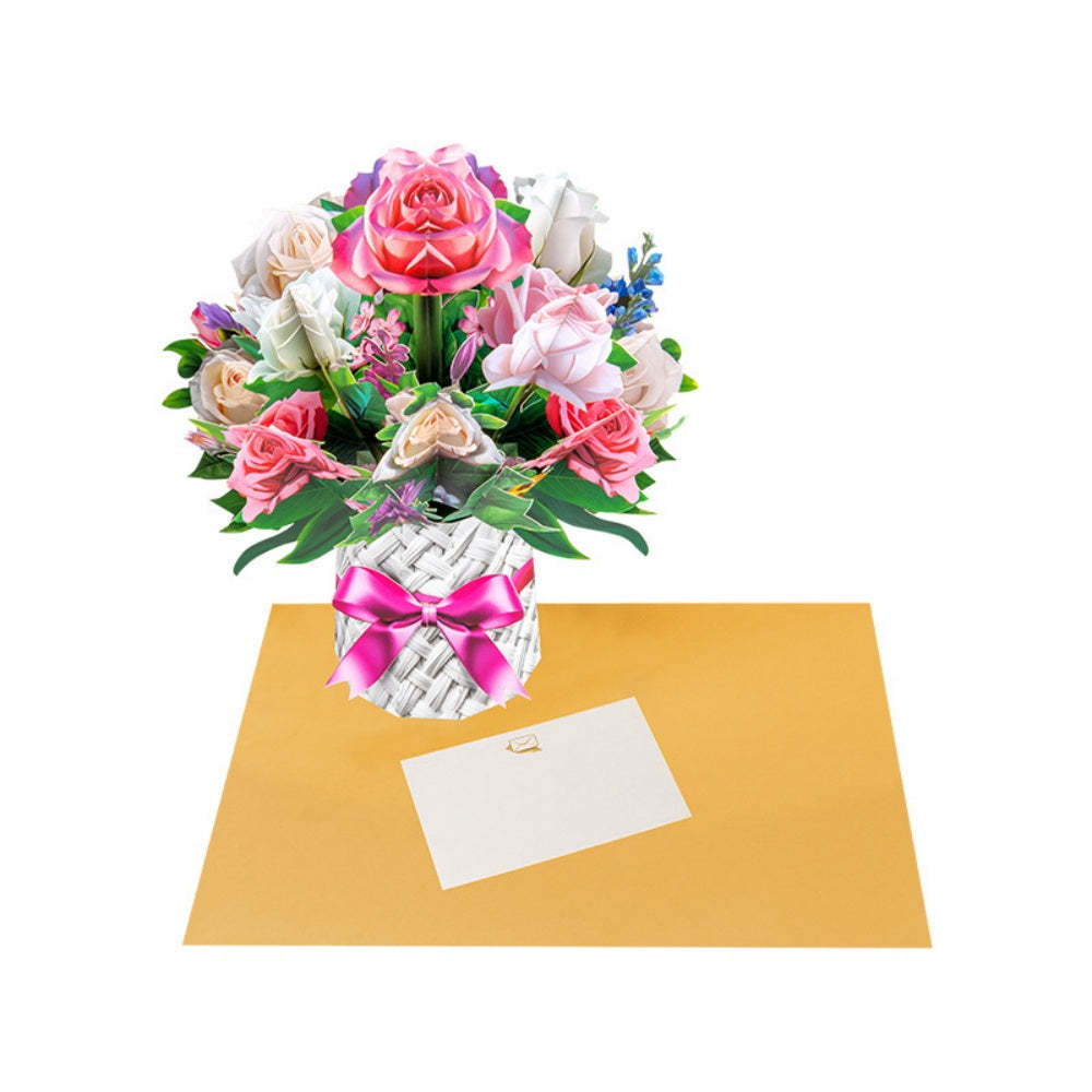 3D Greeting Card Flower Bouquet Card Mother's Day Gifts for Mum - Get Photo Blanket