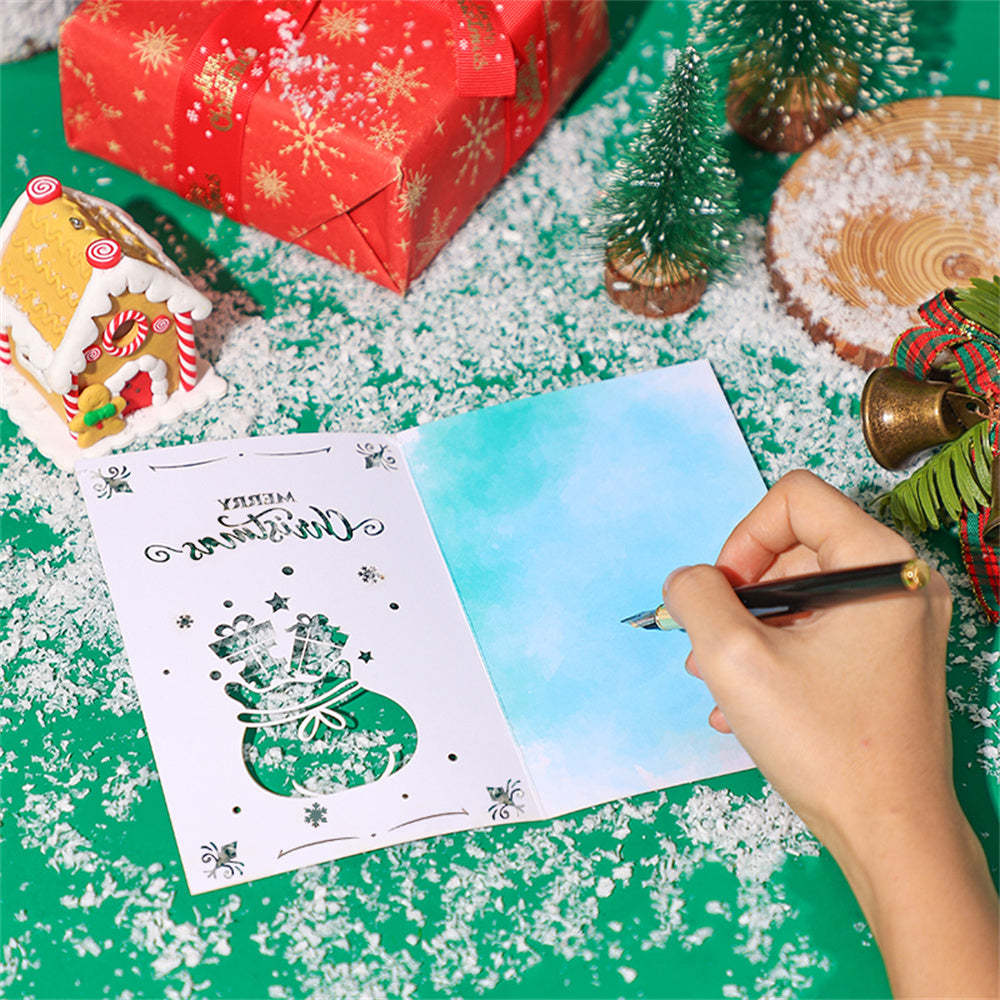 Christmas 3D Pop Up Card Hollow Christmas Greeting Card - Get Photo Blanket
