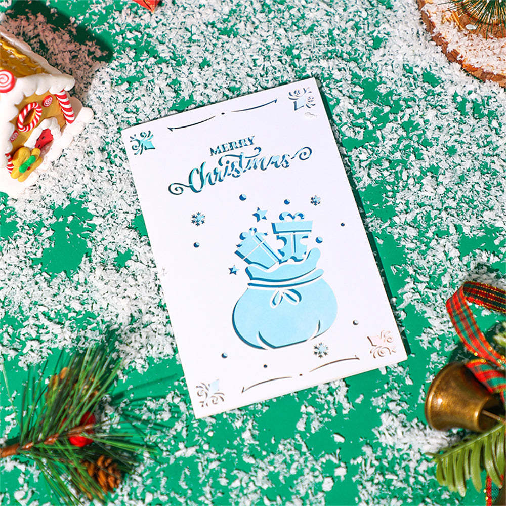 Christmas 3D Pop Up Card Hollow Christmas Greeting Card - Get Photo Blanket