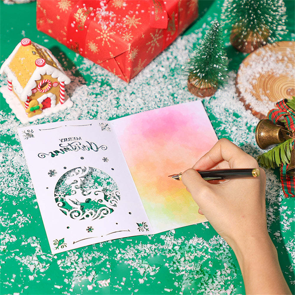 Christmas 3D Pop Up Card Hollow Christmas Greeting Card - Get Photo Blanket