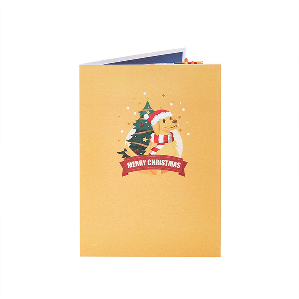 Christmas 3D Pop Up Card Christmas Dog Sledding Greeting Card - Get Photo Blanket
