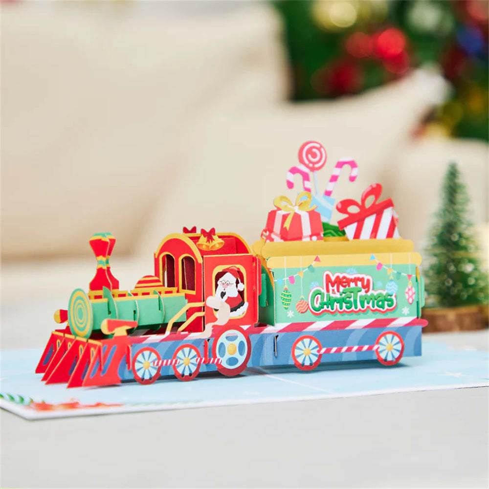 Christmas 3D Pop Up Card Christmas Train Greeting Card - Get Photo Blanket