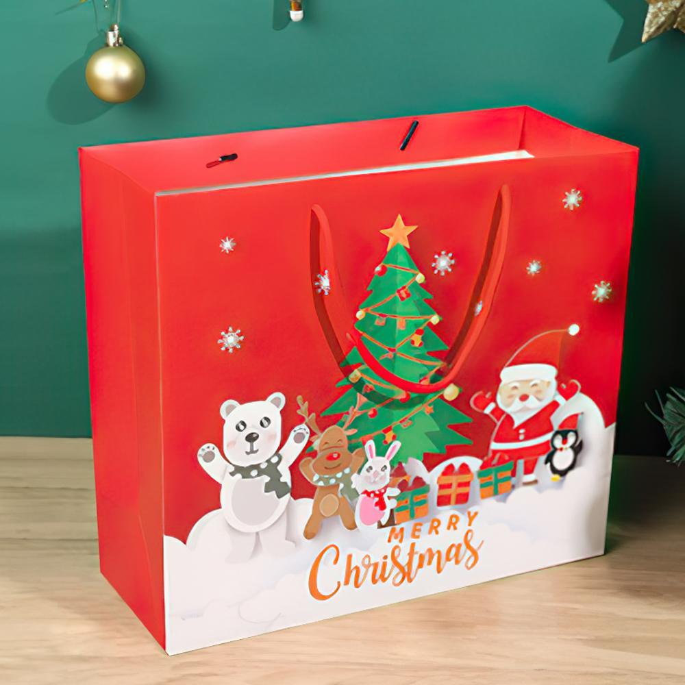 Christmas Gifts Paper Bag with Handles for Christmas New Year Party