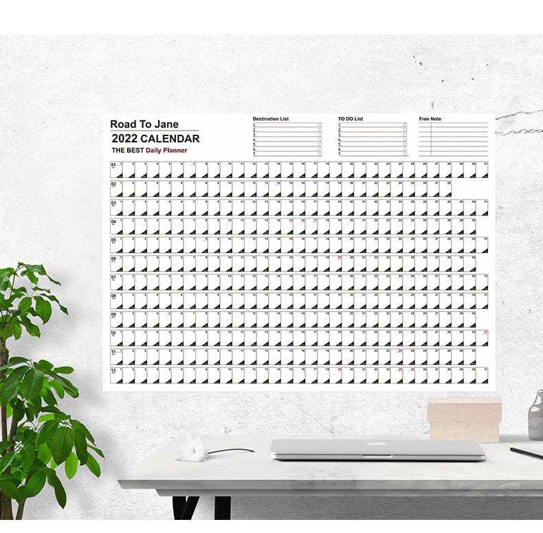 Full Year Calendar Poster Wall Calendar Chart Daily Schedule Tabl
