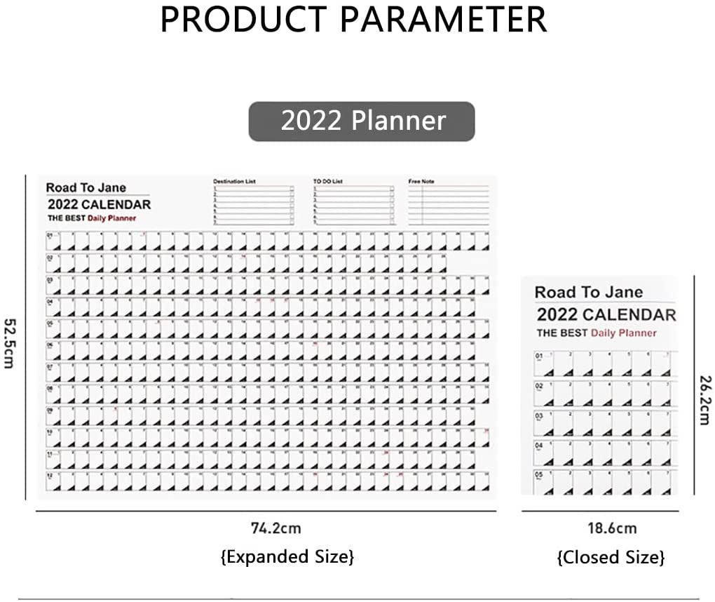 2022 Full Year Calendar Poster Wall Calendar Chart Daily Schedule Table Planner Calendar Gifts - Giftlab