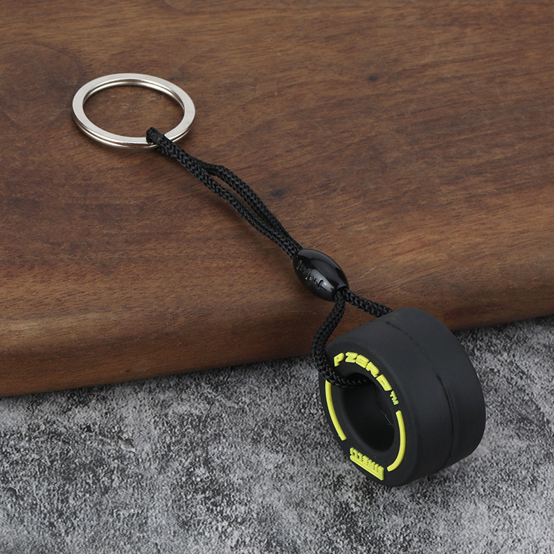 Yellow Tire Keychain PVC Soft Rubber